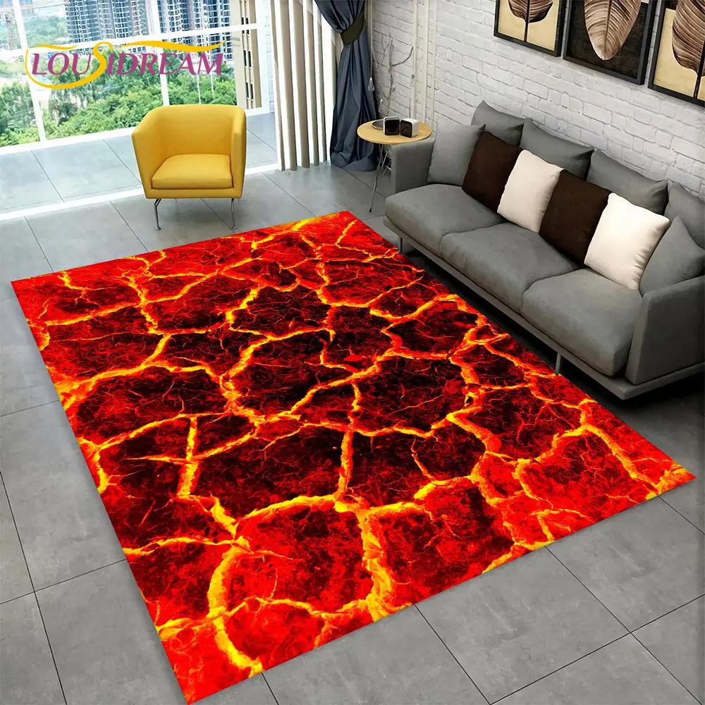 

3D Volcano Lava Magma Illusion Area Rug Large,Carpet Rug for Living Room Bedroom Sofa Doormat Decoration,Non-slip Floor Mat Gift 40x60cm(15x23in)