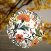 25.4 cm Floral Metal Wind Spinner with 360° Rotating Hooks Vibrant Orange Flowers Green Leaves for Garden Patio Balcony Outdoor Decor