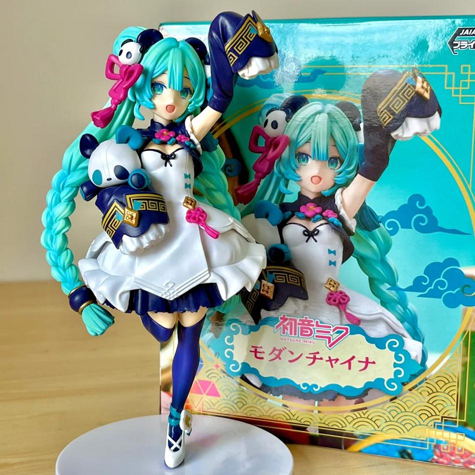 Hot 18CM Anime Hatsune Miku Modern China Style Panda Figure Anime Peripheral Collect Model Decoration Children Kawaii Gift