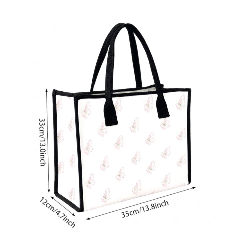 Fashion Butterfly Print Tote Bag Casual Large Capacity Ladies Daily Shoulder Handbag for Outdoor Use