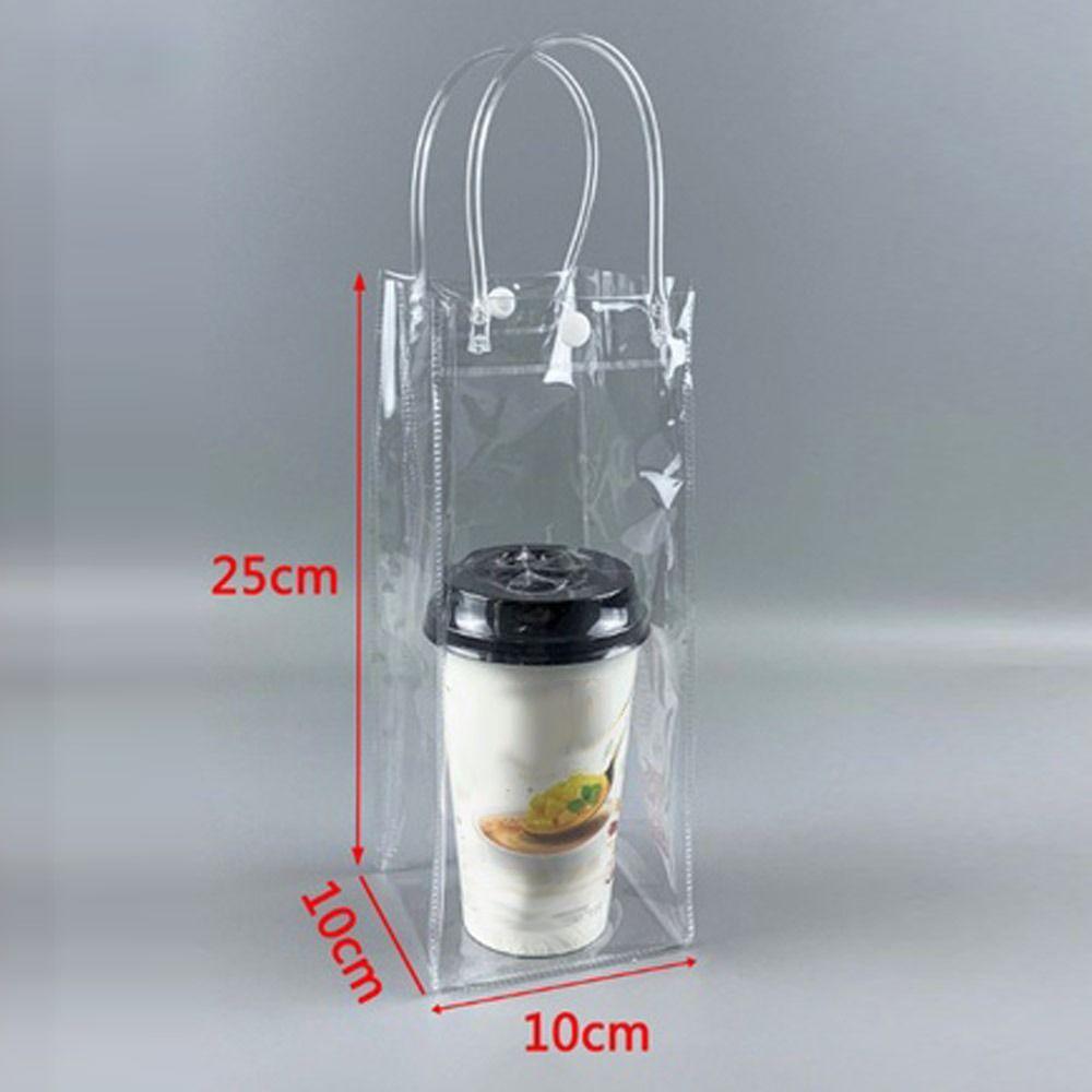 3Pcs Plastic Cups Bottle Cover With Convenient Handle PVC Bottle Bag Transparent Bag  Themos Bottle