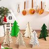 48pcs Wooden Drawing Board Handmade Christmas Crafts Set DIY Three-dimensional Christmas Tree Painted Wood Chips Set