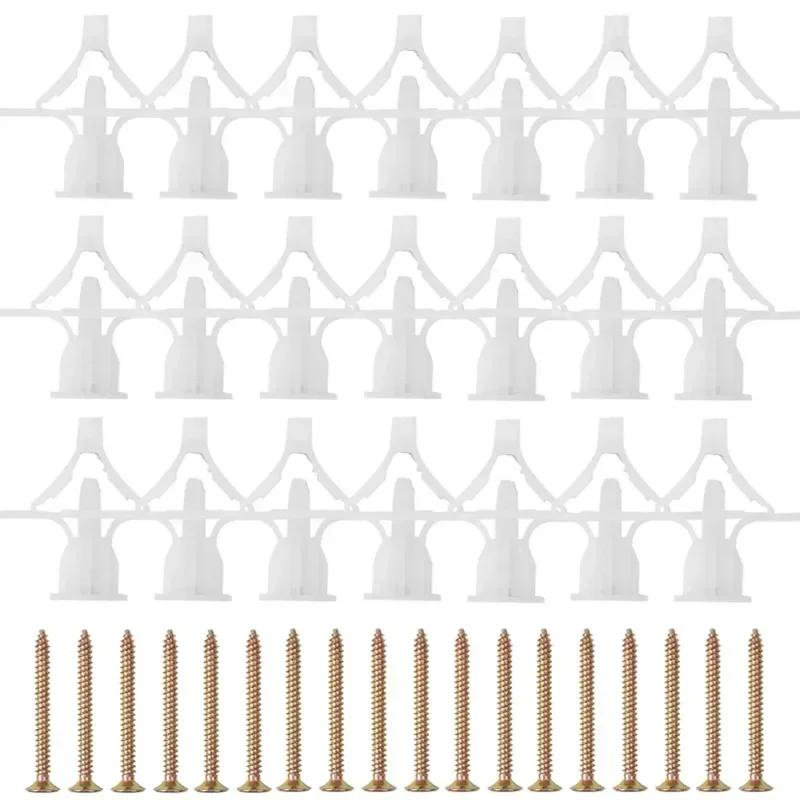 

Plasterboard Dowels with Fixings Screws Self-Drilling Expansion Screw Tube Drywall Anchor Bolts Fastener Kits Hardware Tools 20PCS (10sets) білий