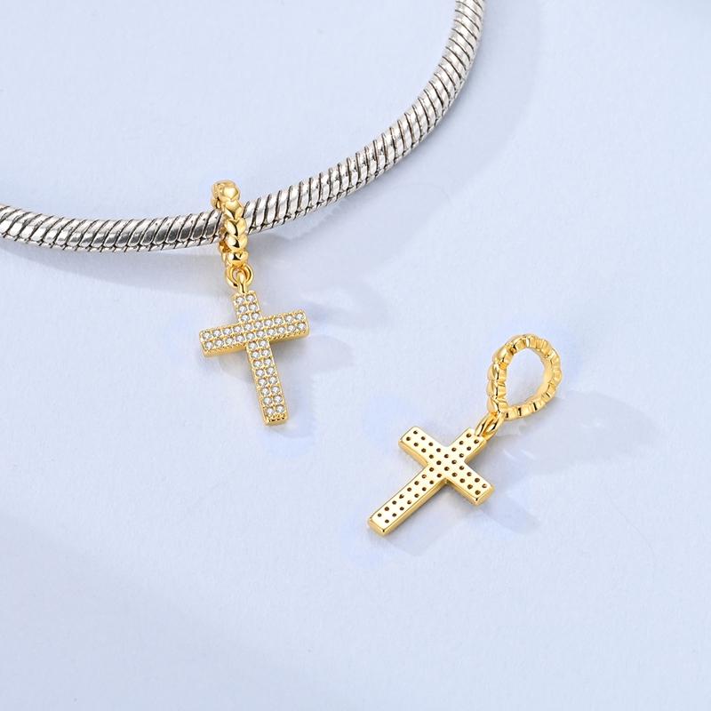 Original Copper Charms Bead Cz Zircon Butterfly Apple Cross Dangle Fit Bracelet Diy Woman Jewelry Gift For Friend