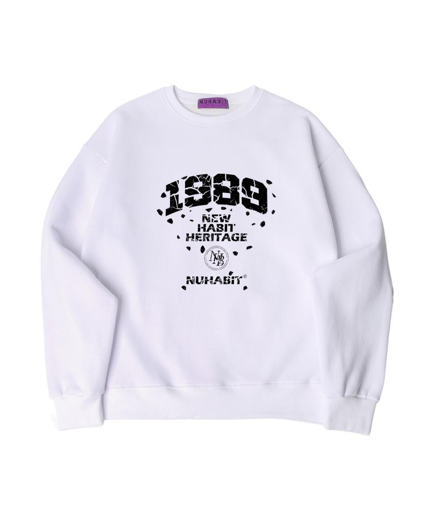 NUHABIT N/H Crack Nhh Logo Oversized Fleece-Lined Sweatshirt_White (Som4-4Nh1206)