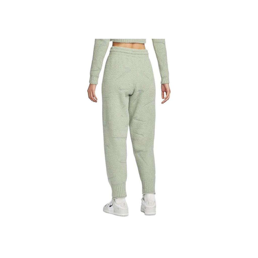 Nike Sportswear Phoenix Cozy Boucle High-Waisted Tie Fashion Versatile Casual Pants Women Bottoms Green FZ1704-370