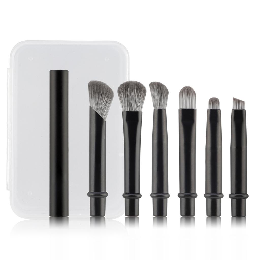 6 Convenient Mini Travel Makeup Brush Set Removable Replacement Brush Head, Nose Shadow Brush Concealer Brush Eyeshadow Brush