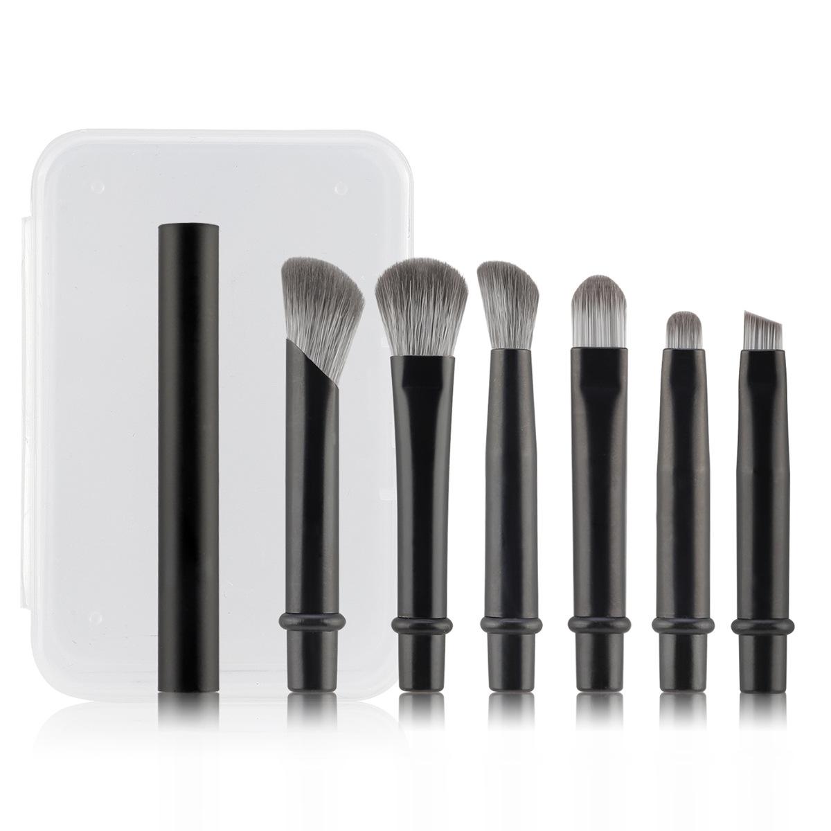

6 Convenient Mini Travel Makeup Brush Set Removable Replacement Brush Head, Nose Shadow Brush Concealer Brush Eyeshadow Brush