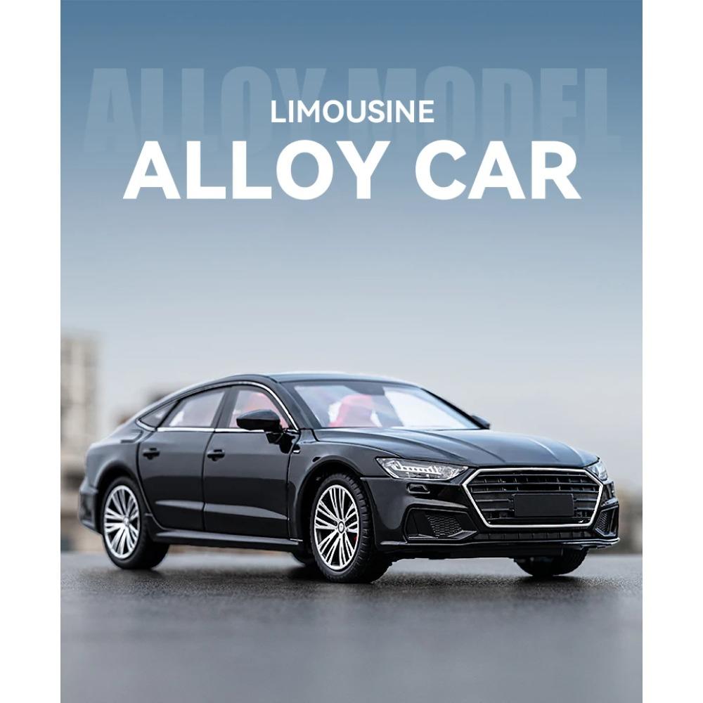 1/24 Scale A7 Limousine Alloy Diecast Model Car Sound & Light Toy for Kid Birthday Gift Box with Children Festival Present