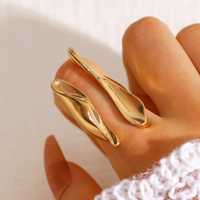 

Niche Design Metal Texture Trumpet Flower Shaped Rings for Women Fashion Imitation Pearl Geometric Layered Ring Zircon Set Gift