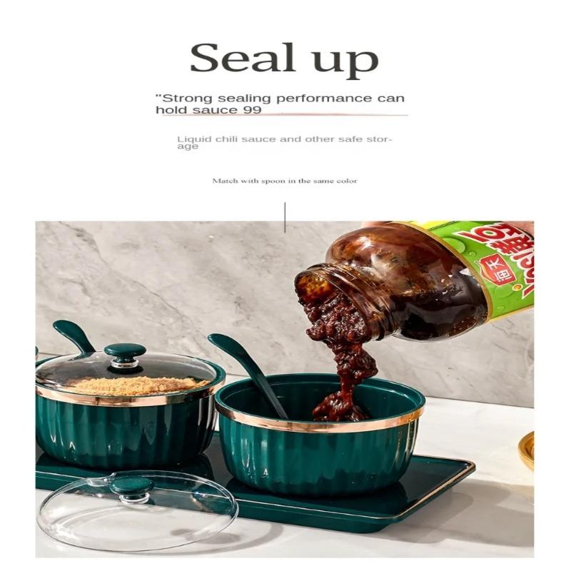 Úložná krabička na koření Láhve na koření Nádoba na pepř Nádoba na cukr Mísa Slánka Sklenice Sezamová láhev s víčkem Kuchyňské doplňky