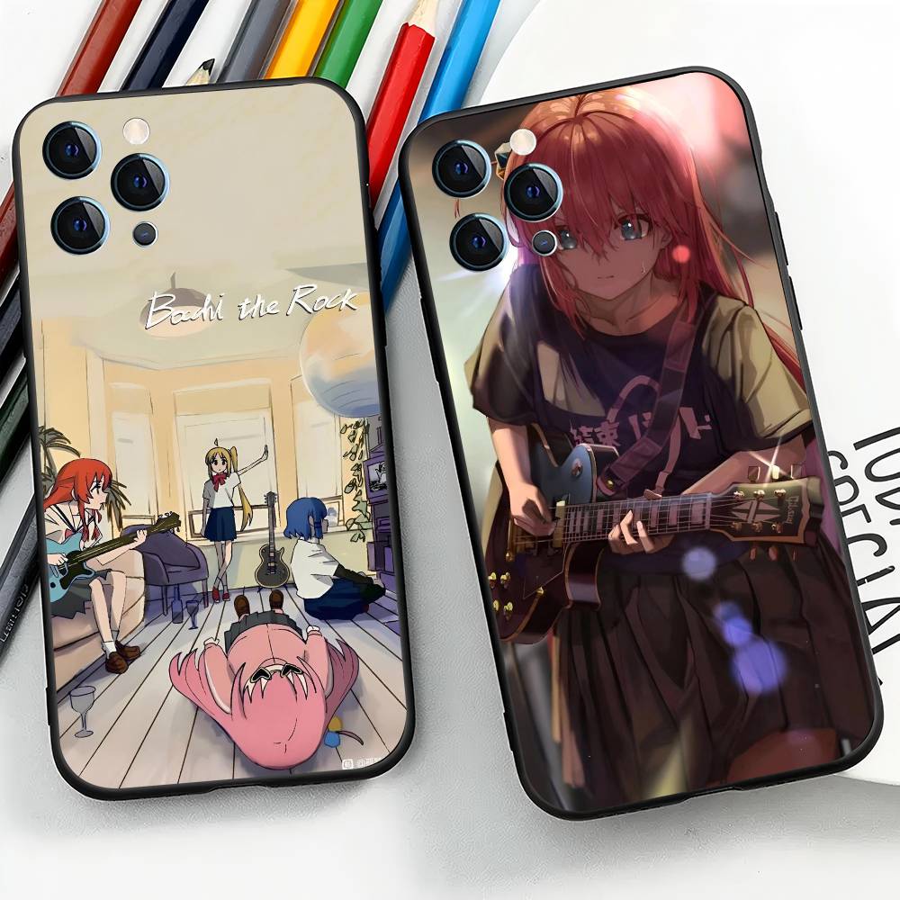 Anime Bocchi The Rock For IPhone 15 16 14 Plus 13 12 11 17 Pro Max 17 Air Black Soft Phone Cover