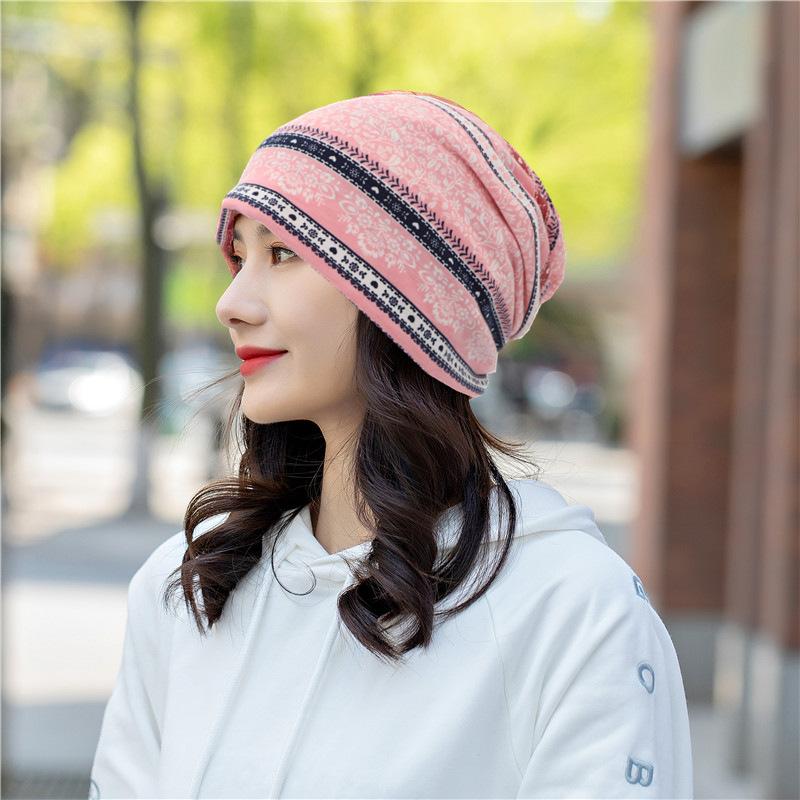 Unisex Beanie Scarf 2-in-1 Ethnic Print Knit Hat with Neck Warmer - Windproof Stretchable Cap for Winter -30°C Cold Proof