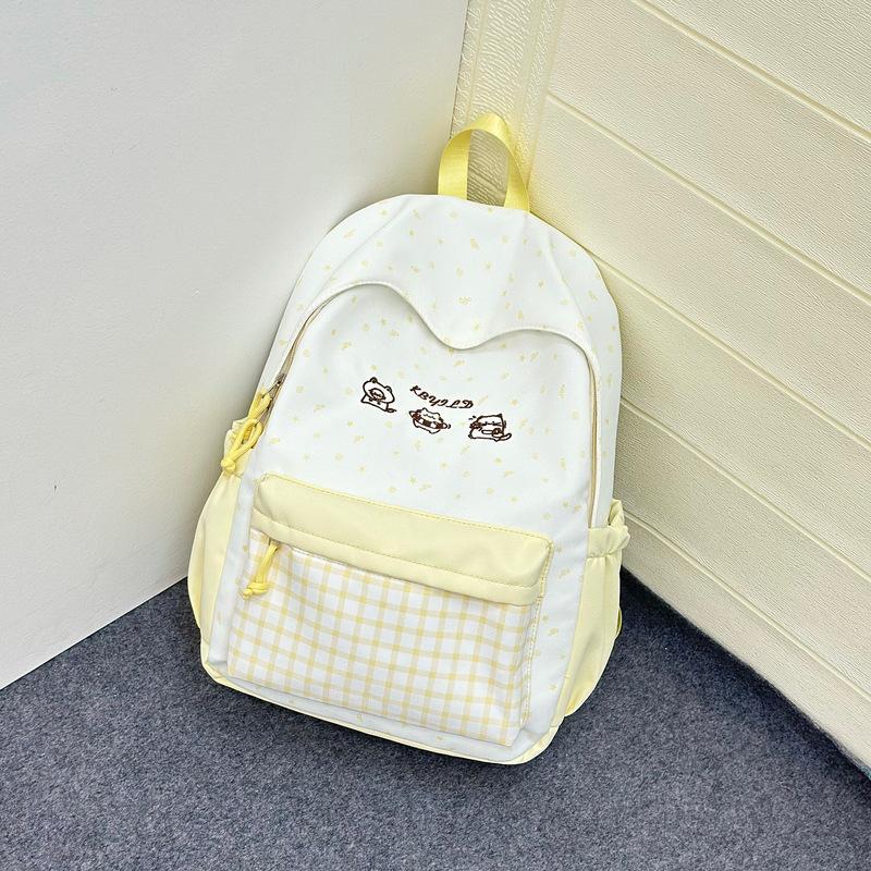Schoolbag Japanese contrasting color plaid large-capacity backpack cute student backpack junior high school high school student campus schoolbag