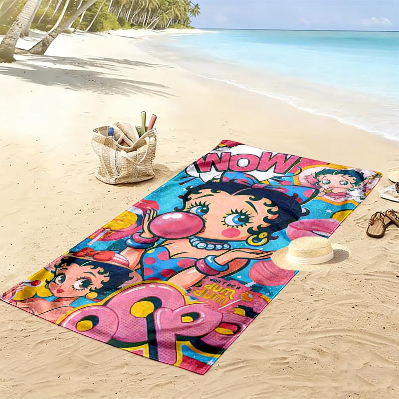 1pc Betty Boop Beach Towel, A Vibrant Beach Towel Suitable for Outdoor Activities, Camping, Hiking