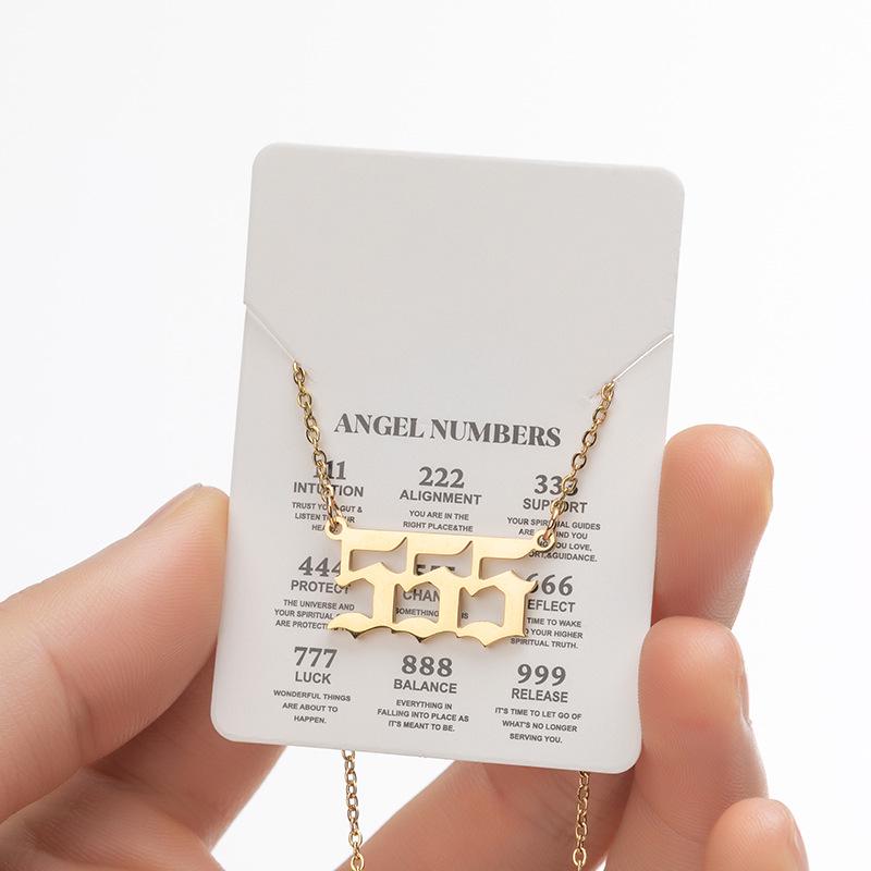 Angel Number Necklace for Women: Stainless Steel 000-999 Pendant Clavicle Chain