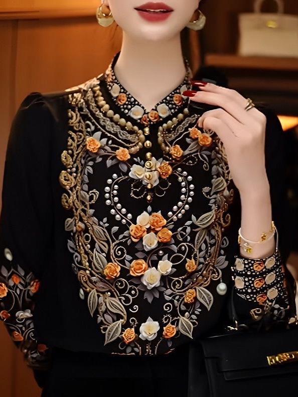 2025 Mode Schlankmachend Elegant Langärmlig Rundhals Oberteil