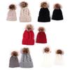 Winter Mom  Crochet Knitted Hat Ball Pompom Beanies Skull Cap for Kids Adult