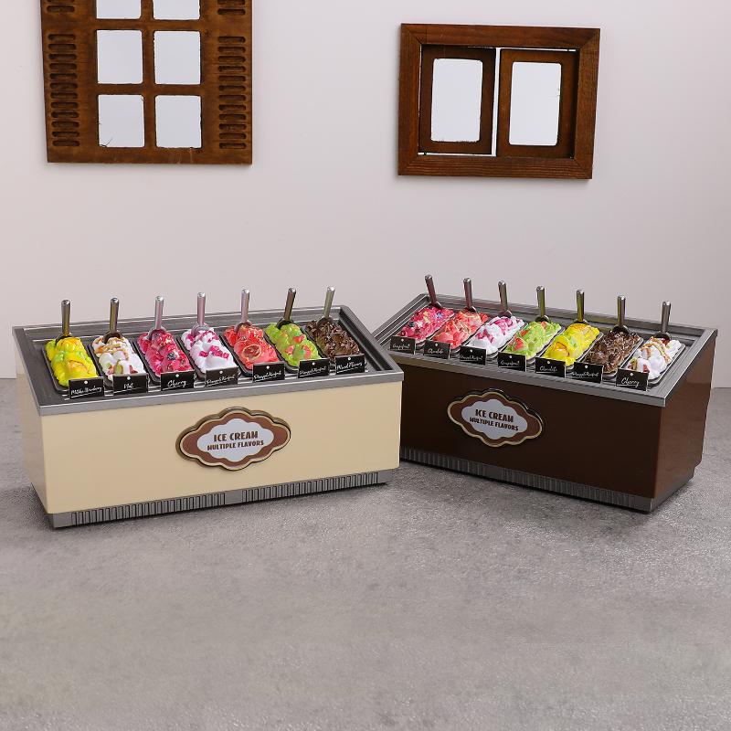 1 Set 1/12 Dollhouse Ice Cream Cabinet Simulation Dessert Mini Food Kitchen Toy Miniature Furniture Supermarket Freezer Gift