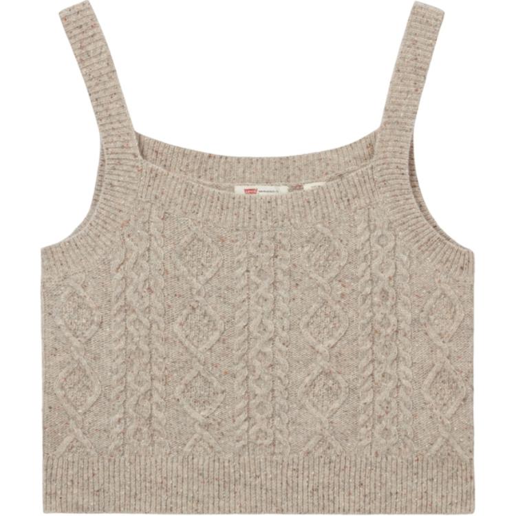 

Levis Облегающий короткий простой удобный вязаный жилет женские топы светло-коричневый A8898-0000 XS