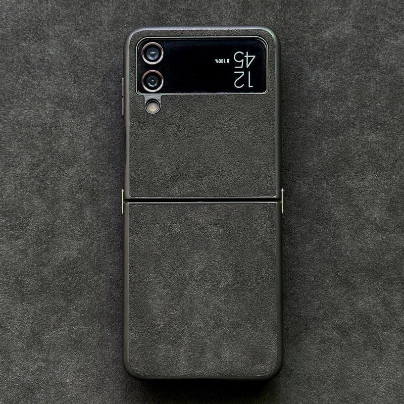 

Роскошный чехол из кожи Алькантары для Samsung Galaxy Z Flip 6 Flip7 6 5 4 3 Складной экран Задняя крышка из замши Роскошная Поворотная Меховая Замшевая Flip3 темно серый