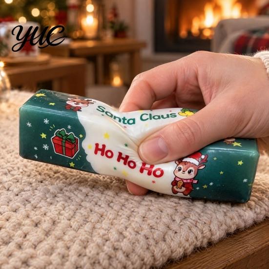 Soft Butter Squeeze Toys Christmas Squishy Fidget Toy, Slow Rising Stress Relief Silent Desk Relievers Xmas Santa Reindeer Sensory Portable