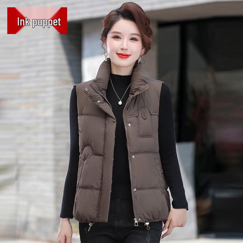 

Women s Stand-Up Collar Short Warm Vest 3XL