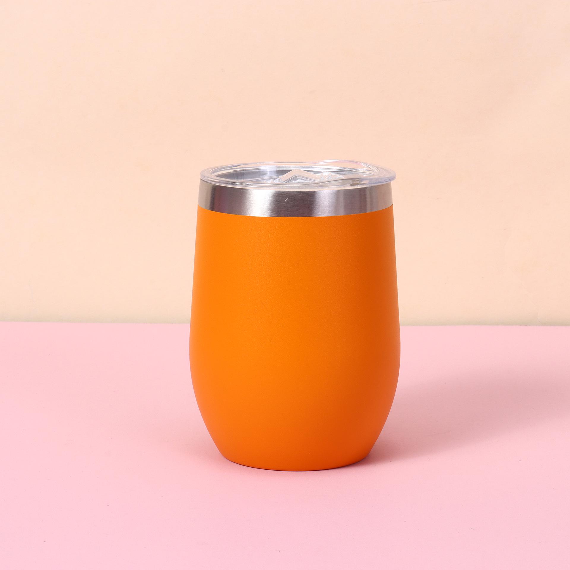 

Портативный вакуумно-изолированный бокал для вина в форме яичной скорлупы объемом 12 унций с крышкой 12oz