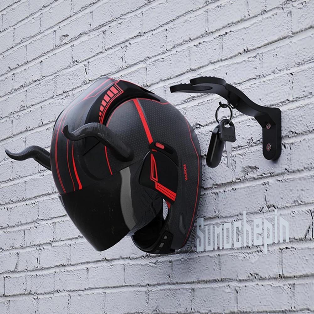 Wall Mount Helmet Hook Rack - Multi-Purpose Holder for Motorcycle Helmet, Kitchen Cabinet, Hats & Keys, Space-Saving Storage
