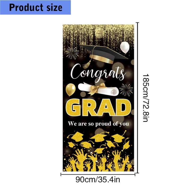 Polyester Graduation Flag 72.8X35.4Inch Graduation Backdrop Hanging Ornament For Festival Decoration Social Gathering