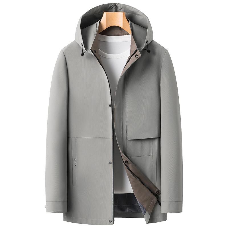 Lente en Herfst Middellange Windjack met Capuchon Herenjas Jeugd Trendy Casual Jas