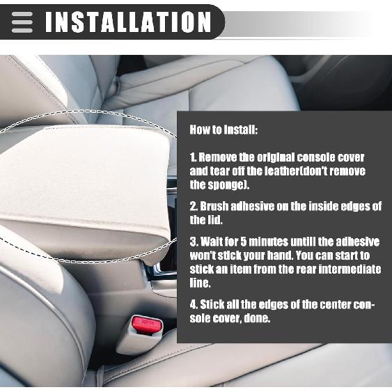 Motoforti Car Armrest Cover Pad, Center Console Cover, for Acura MDX 2007-2013, Microfiber Leather, Gray, 1 Pair