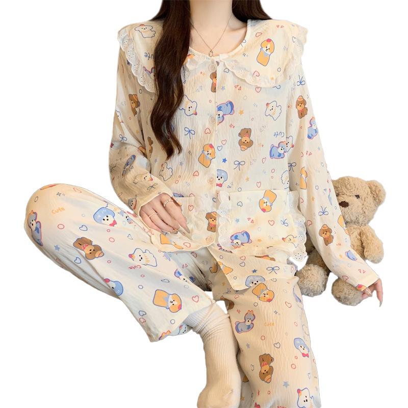Cloud cotton pajamas women's ins wind cute puppy cartoon long sleeve autumn loungewear doll collar set