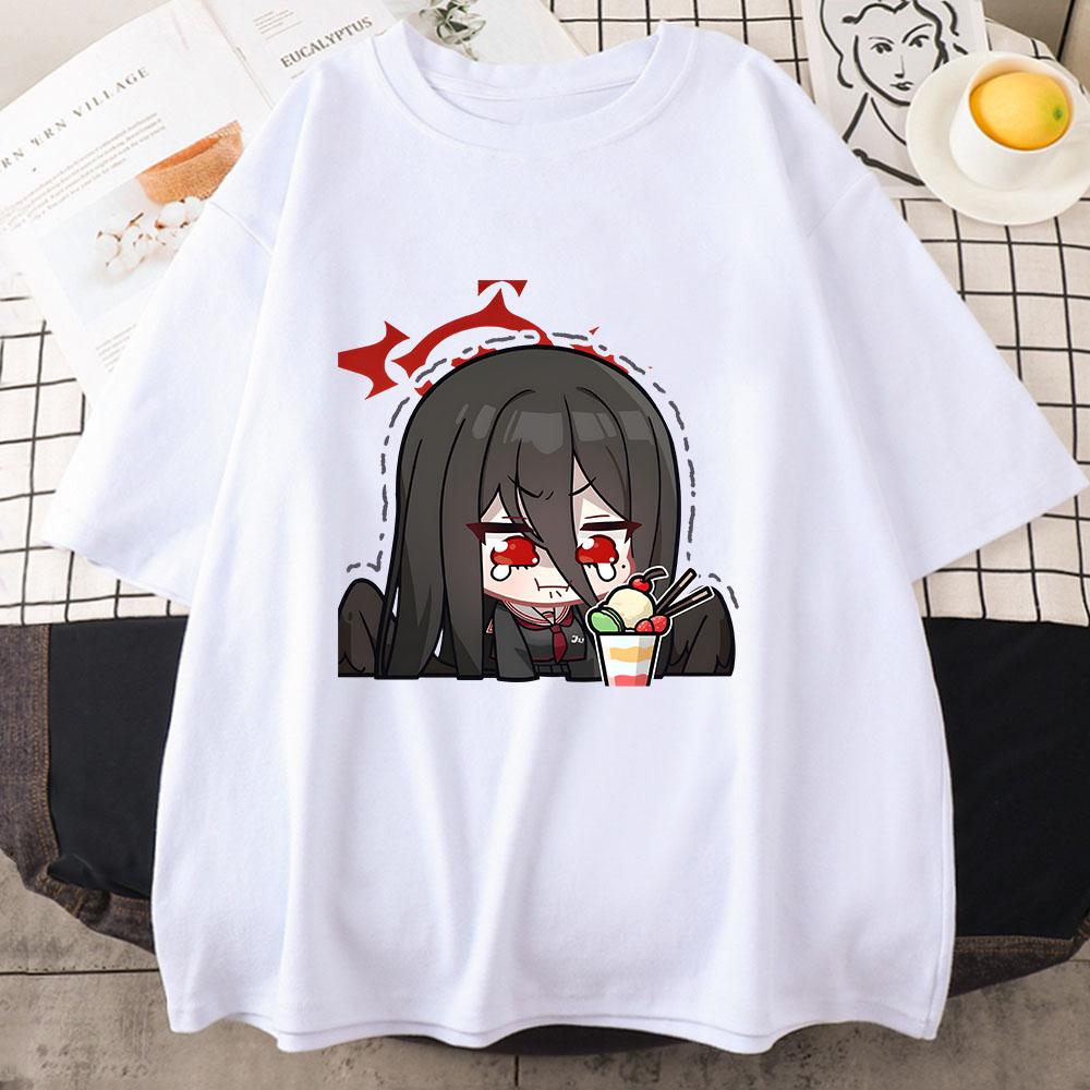 Blue Archive Hasumi Shirt Sad Girl Tshirt 100 Cotton Tshirt Short Sleeve Unisex Tees Youthful Vitality Classic Type Tshirts