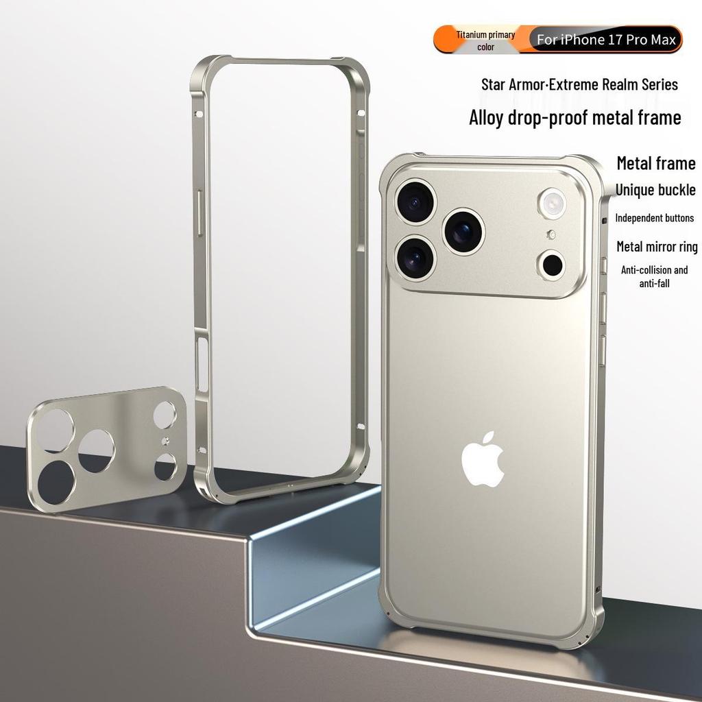 iPhone 17 Pro Max Clamshell Metal Frame Case with Heat Dissipation and Drop Protection