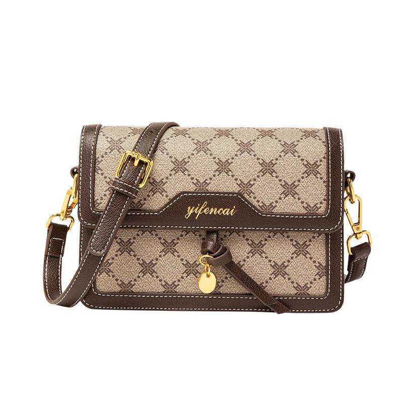 Fashion Shoulder Bag Women Korean Style Bag Women's Bag Printed Small Square Bag Korean Classic Trend Messenger Bag Genuine Leather