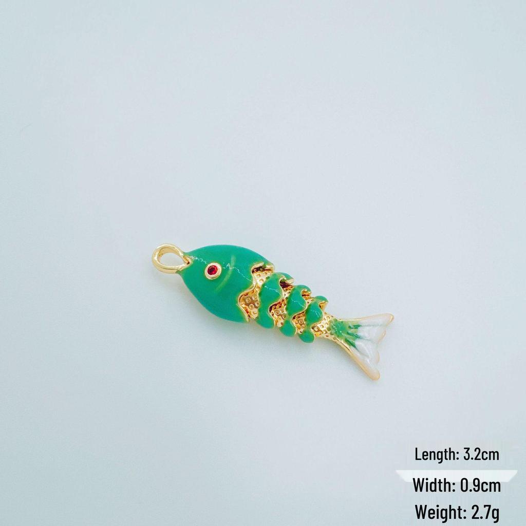European & American Colorful Koi 18k Copper-Plated Pendant - Trendy Ocean Drip Oil Necklace for DIY Jewelry