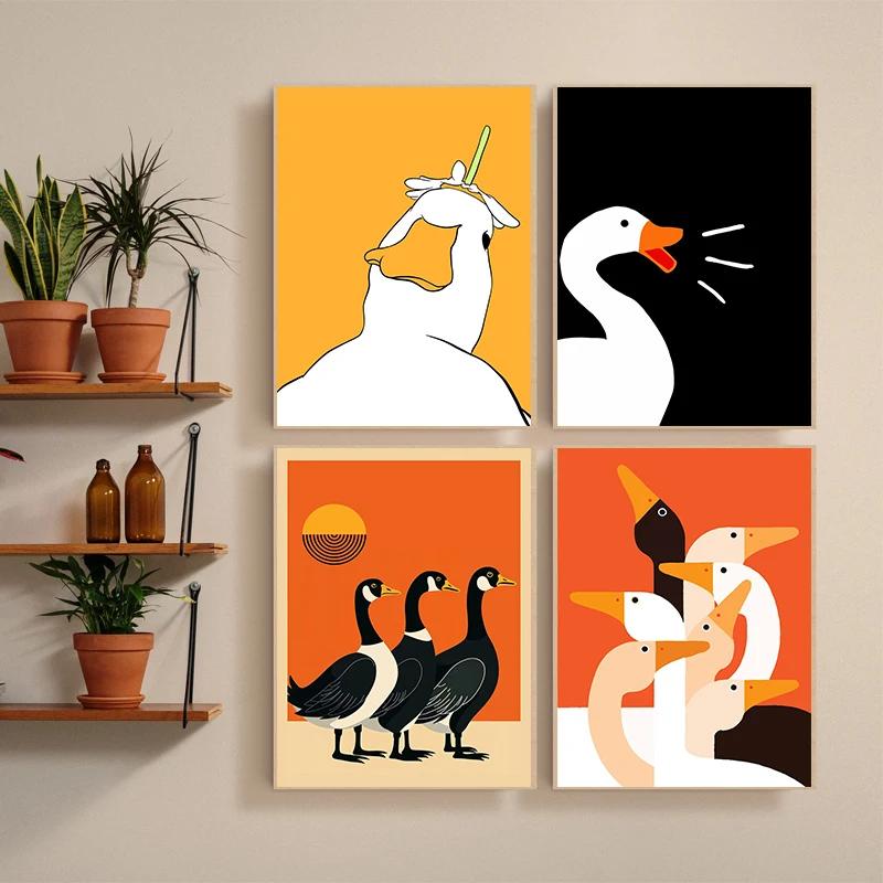 Cute Goose Wall Poster Canvas Printing Fashionable Aesthetics Natural Canvas Decoration Gifts Popular Room Home Villa Decoration