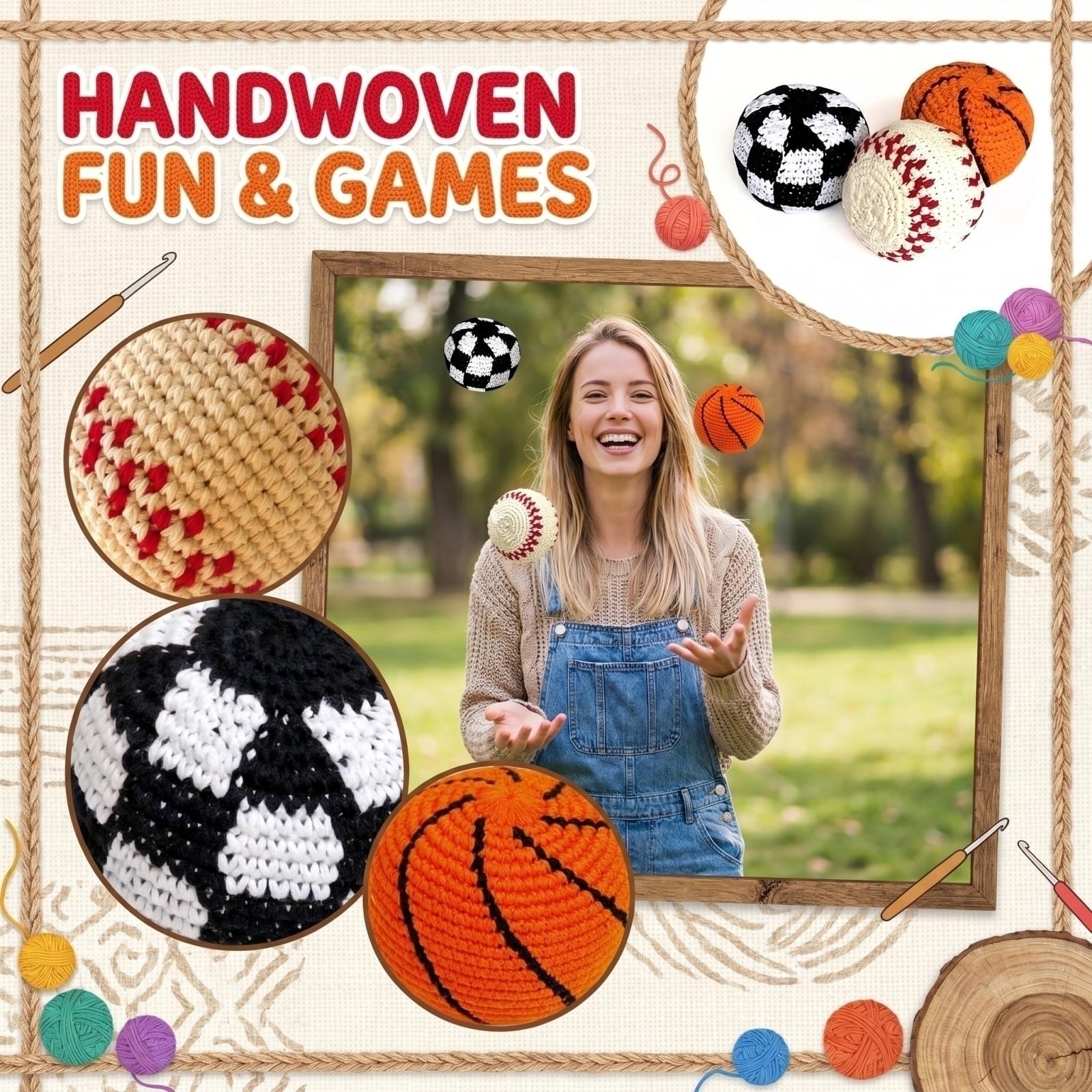 

Handwoven Cotton Rope Hacky Sack Footbag Durable Soft Texture Portable Size for Indoor Outdoor Use and Skill Practice One Size білий
