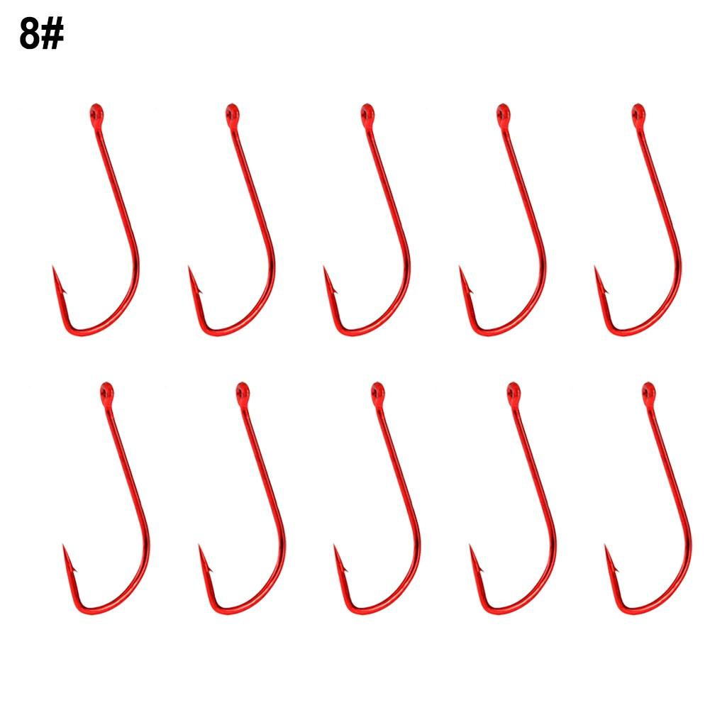 10 Pcs/bag Hooks Red Fishhooks 11#/12#/13#/14# Barbed Hook
