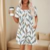 Women's Fashionable And Casual Short-sleeved Pleated Pocket Jumpsuit Printed Jumpsuit Shorts