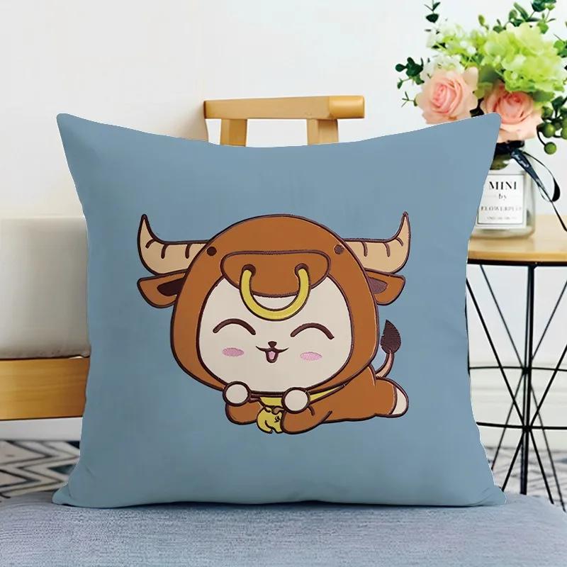 Cartoon Animal Print Decorative Pillowcase Bedroom Living Room Square Cushion Pillowcase