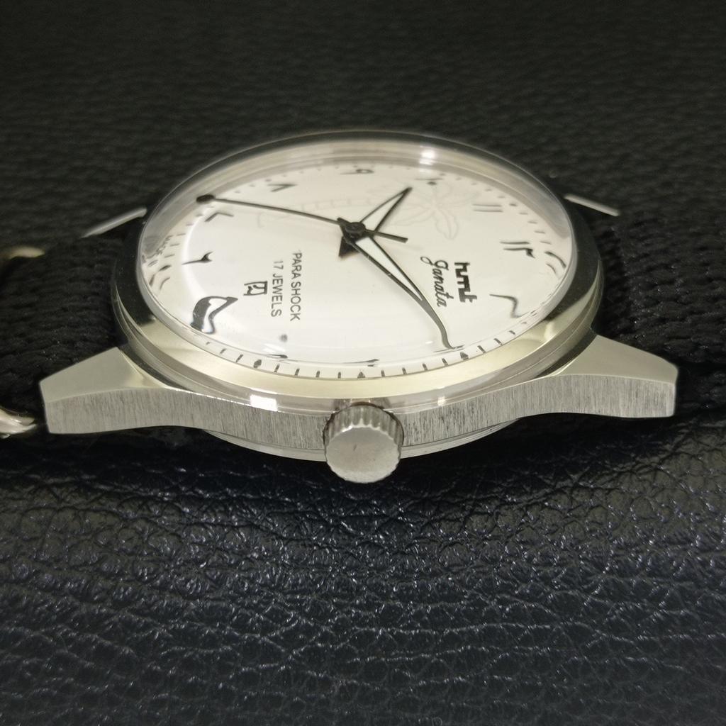 VINTAGE HMT JANATA HAND-WINDING INDIAN MENS ARABIC WHITE DIAL WATCH a441058-4 HT-a441058