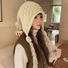 Winter hat women's new niche versatile fringed hand-knitted pullover wool hat ear hat