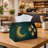 1pc Ramadan Eid Decorative Emerald Moon Lantern Vine Tissue Box Cover, Featuring a Beautiful Golden Arabic Design, Is Elegant, Sturdy, Lightweight, An