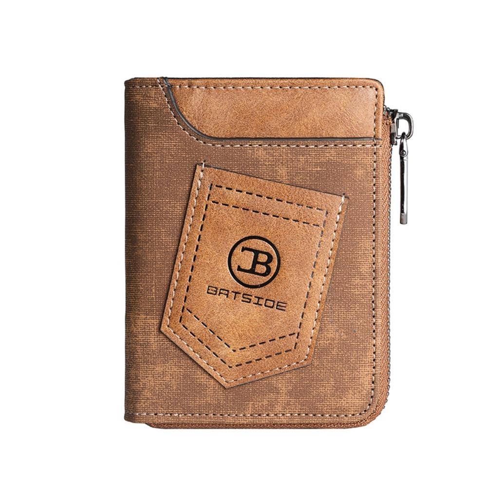 

Мужской короткий кошелек с защитой от кражи, RFID, карман для монет, роскошный держатель для кредитных карт, для путешествий коричневый