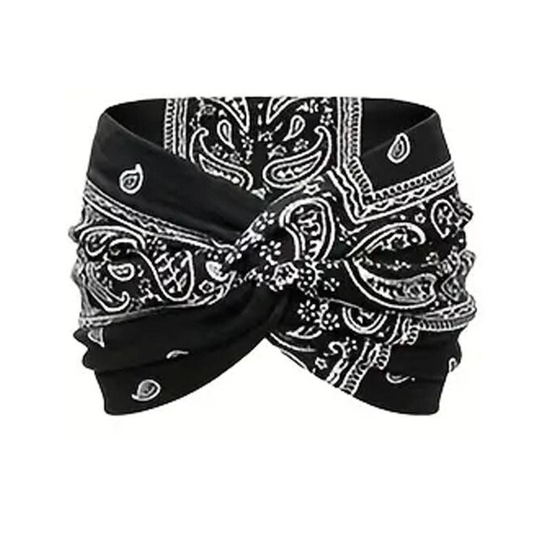

New European and American style ultra-wide women s headband, elastic cross hair accessory, yoga and running sports headscarf, vintage style чёрный
