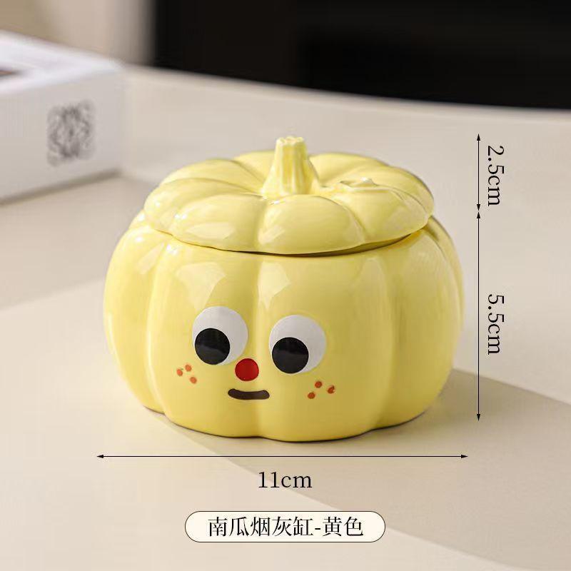 Cute Ceramic Ashtray with Lid Creative Personalized Office Home Living Room Decorative Commercial Use Ashtray Simple Modern