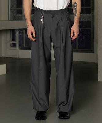 Dekkoloso Tailored Double-Pleat Wide Slacks [Charcoal]