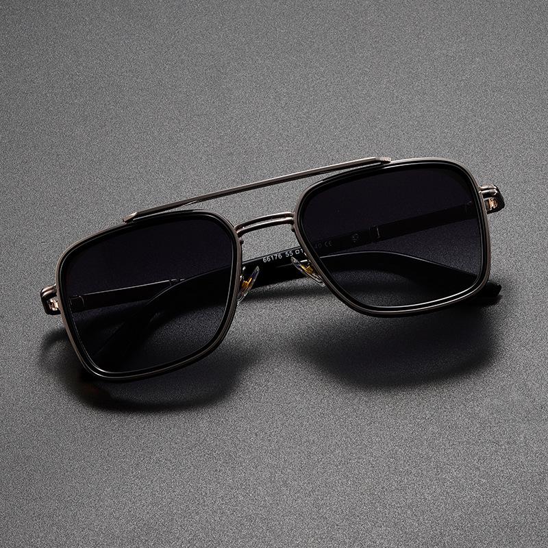 KLASSNUM Vintage Square Sunglasses for Man Fashion Brand Luxury Design Metal Frame Sun Glasses Men Sun Shade UV400 Sunglass